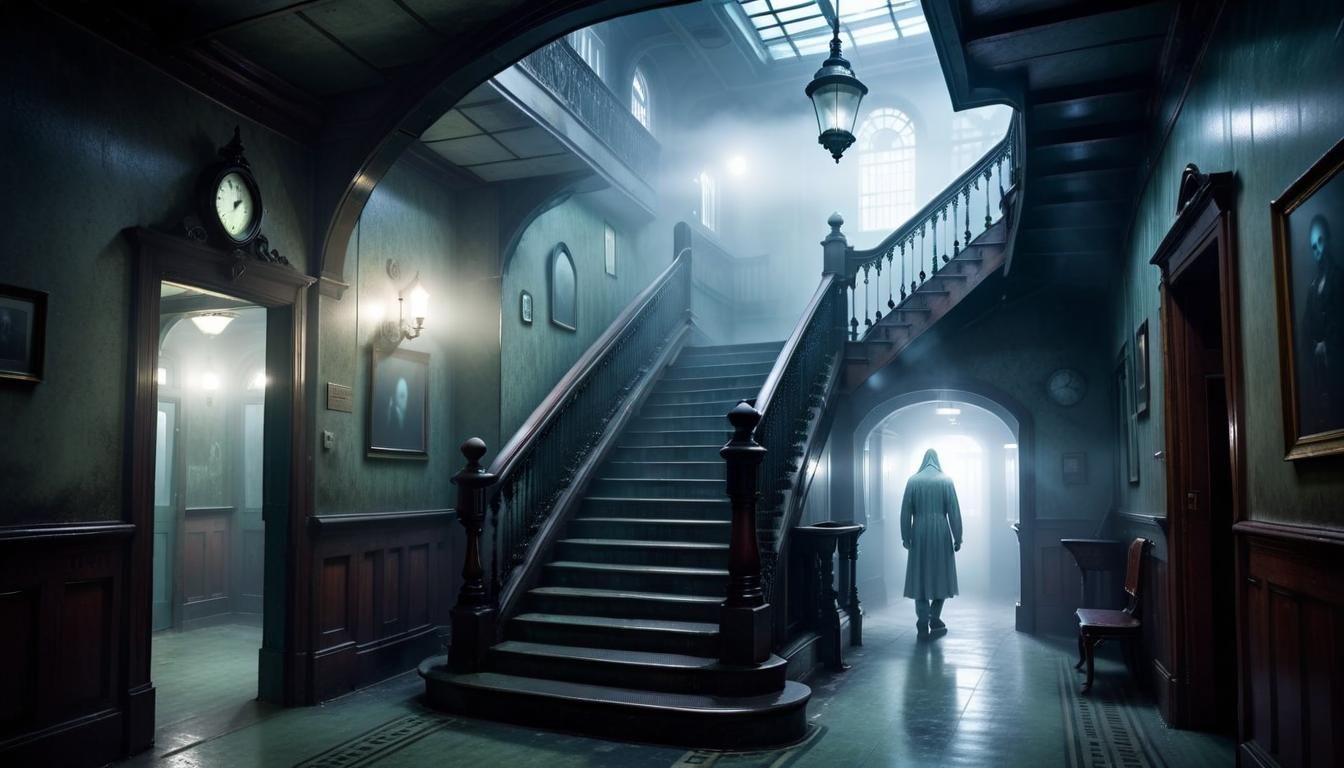 Victorian Space Station Ghost in Misty Atmosphere