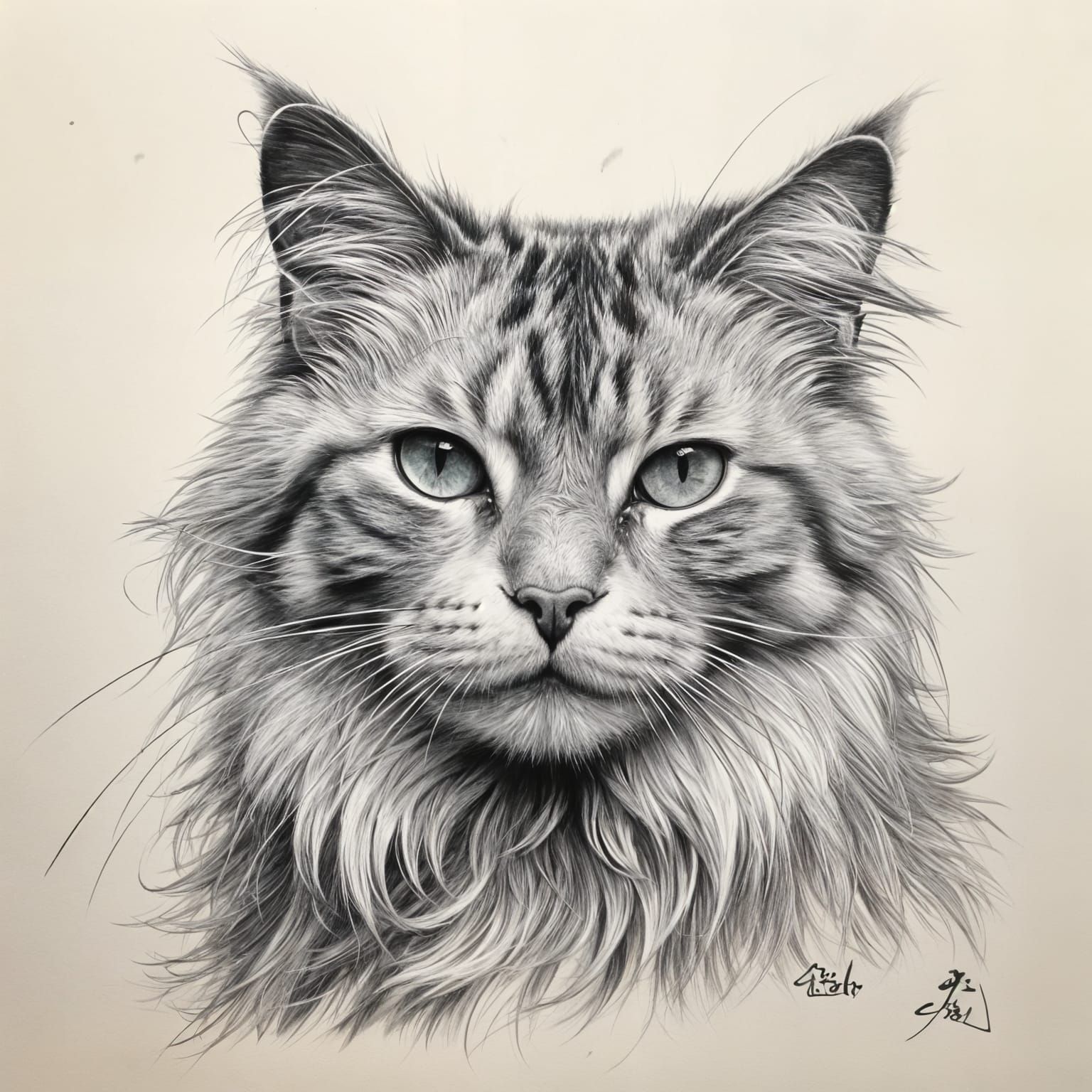 Elegant Charcoal Feline in Minimalist Brushstrokes