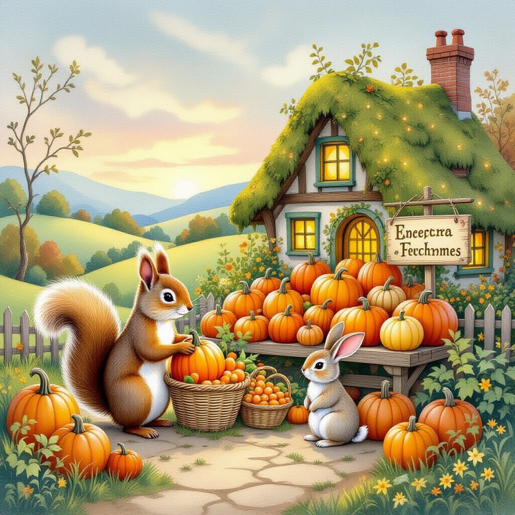 Enchanted Farmstand Run by Squirrel and Bunny