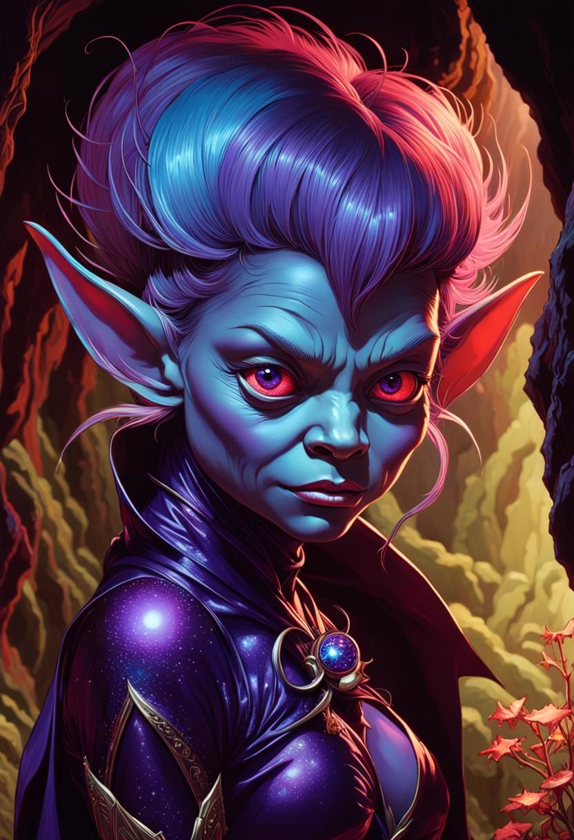 Glossy Purple Goblin Vodoun in Luminescent Cave