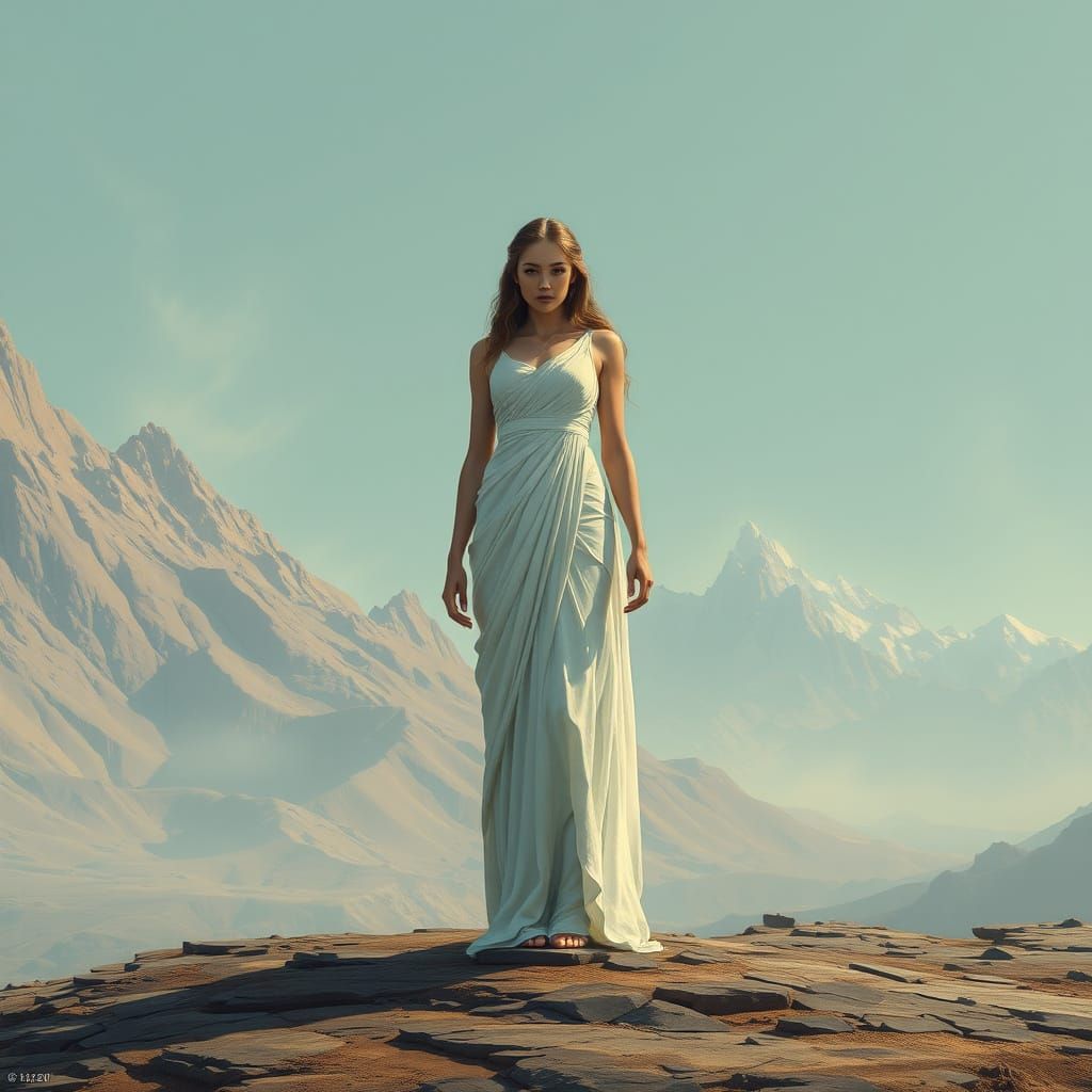 Hera in Desolate Olympus, Somber Goddess Art