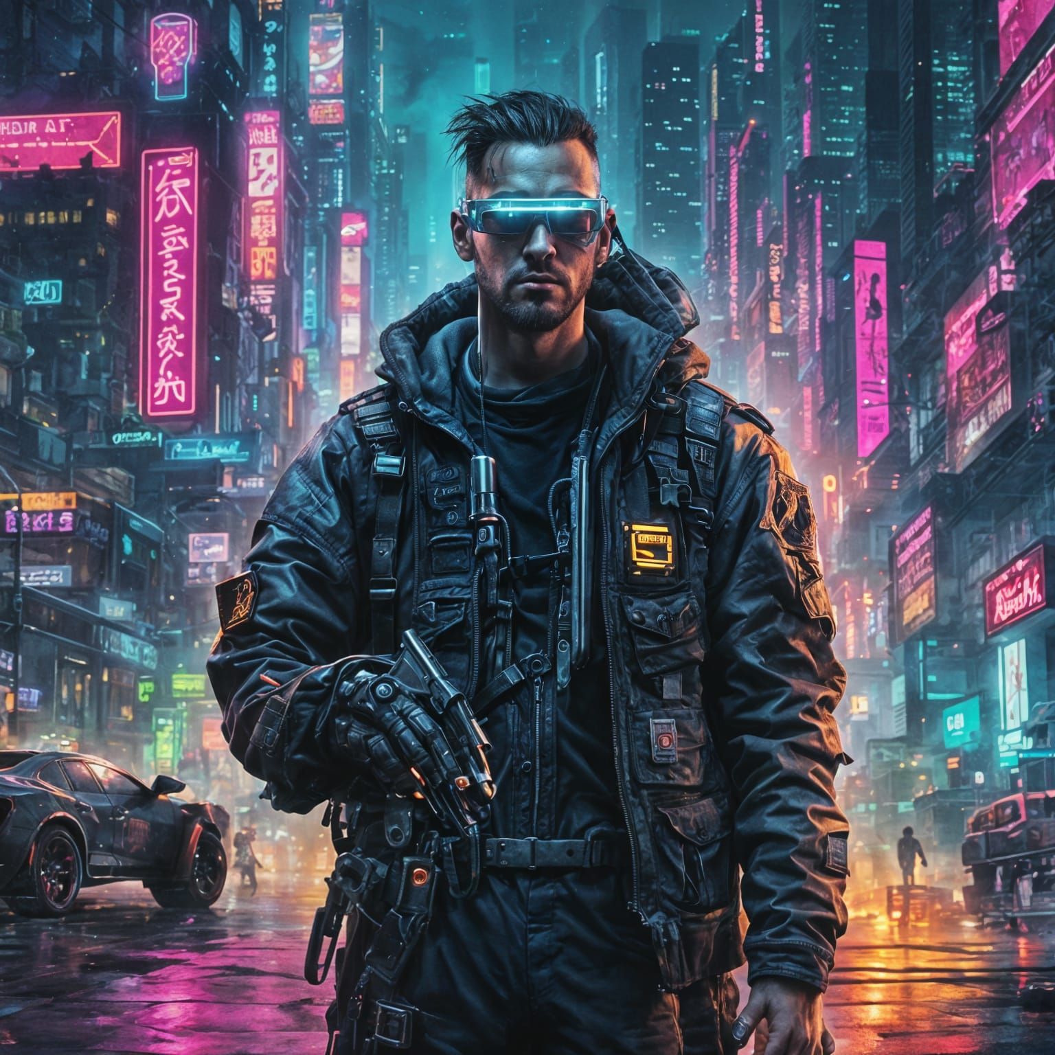 Cyberpunk Cityscape at Night