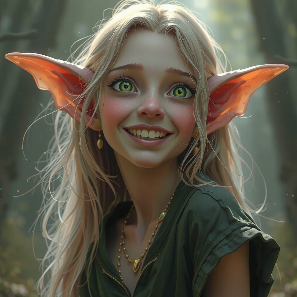 Smiling Drow Elf Portrait in Dark Fantasy Style