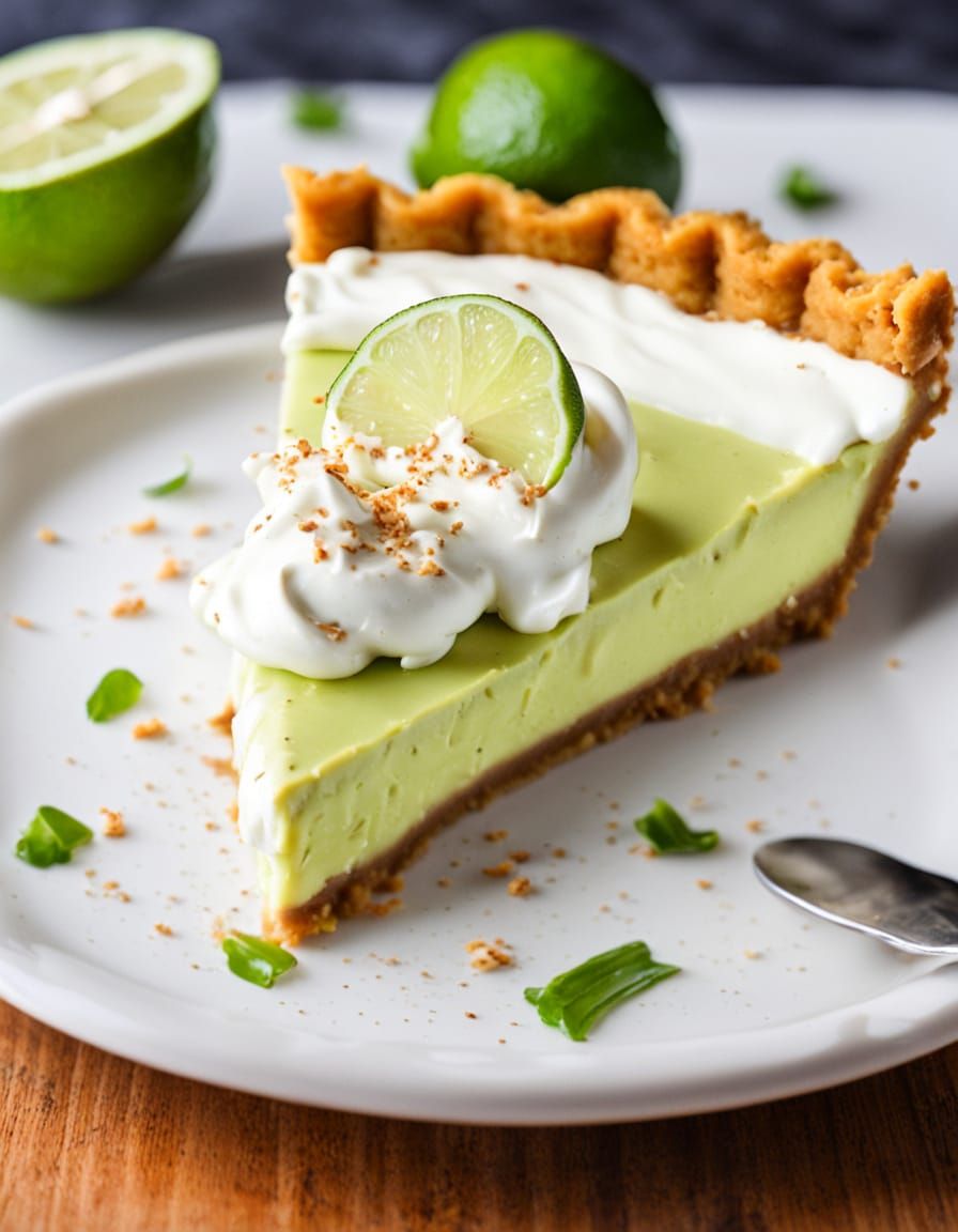 Decadent Slice of Key Lime Pie with Crispy Graham Cracker Cr...