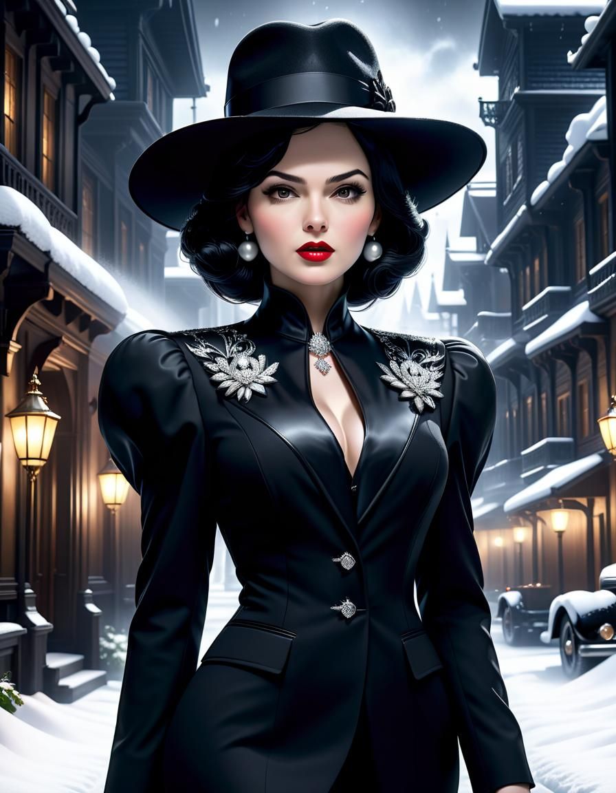 Snow White as Mafia Queen in Dark Fantasy Style