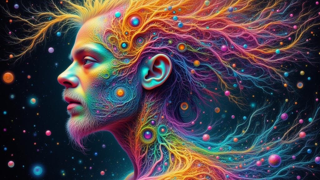 Fractal Faced Man in Fairy Punk X-Ray Art