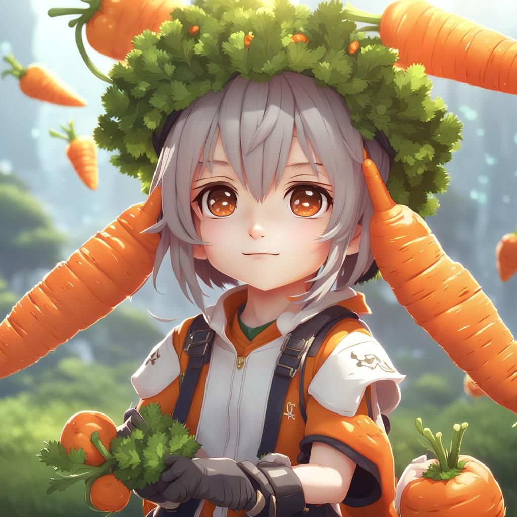 Detailed 3D Anime Chibi Carrot Concept Art
