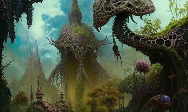 Epic Alien Landscape by Brian Froud, Digital Art