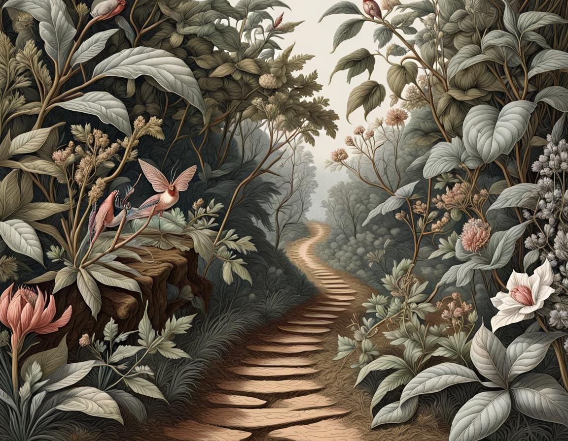 Botanical Art in Victorian Scientific Illustration Style