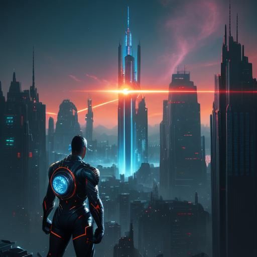 Flash Gordon in Retro-Futuristic Cityscape