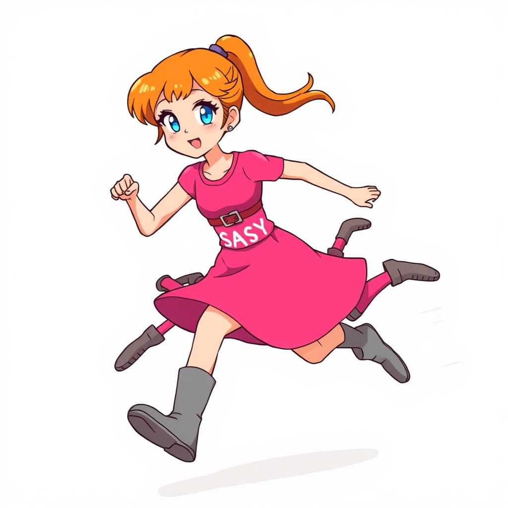 Cartoon Woman Runs With Superhuman Speed