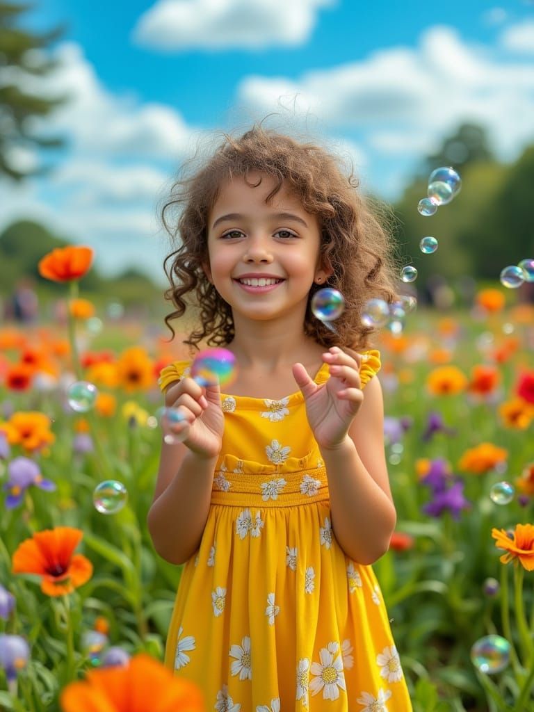 Carefree Childhood Joy in a Vibrant Green Park