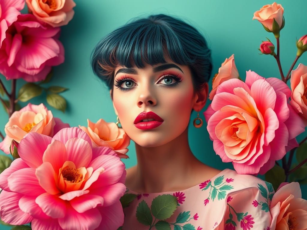 Surrealistic Floral Wager in Retro Majolica