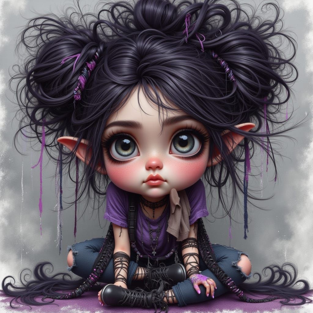 Indian Girl in Alcohol Ink and Watercolor Style