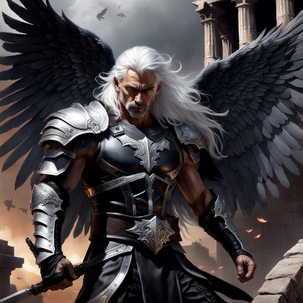 Fallen Angel Fighter in Dark Fantasy Art Style