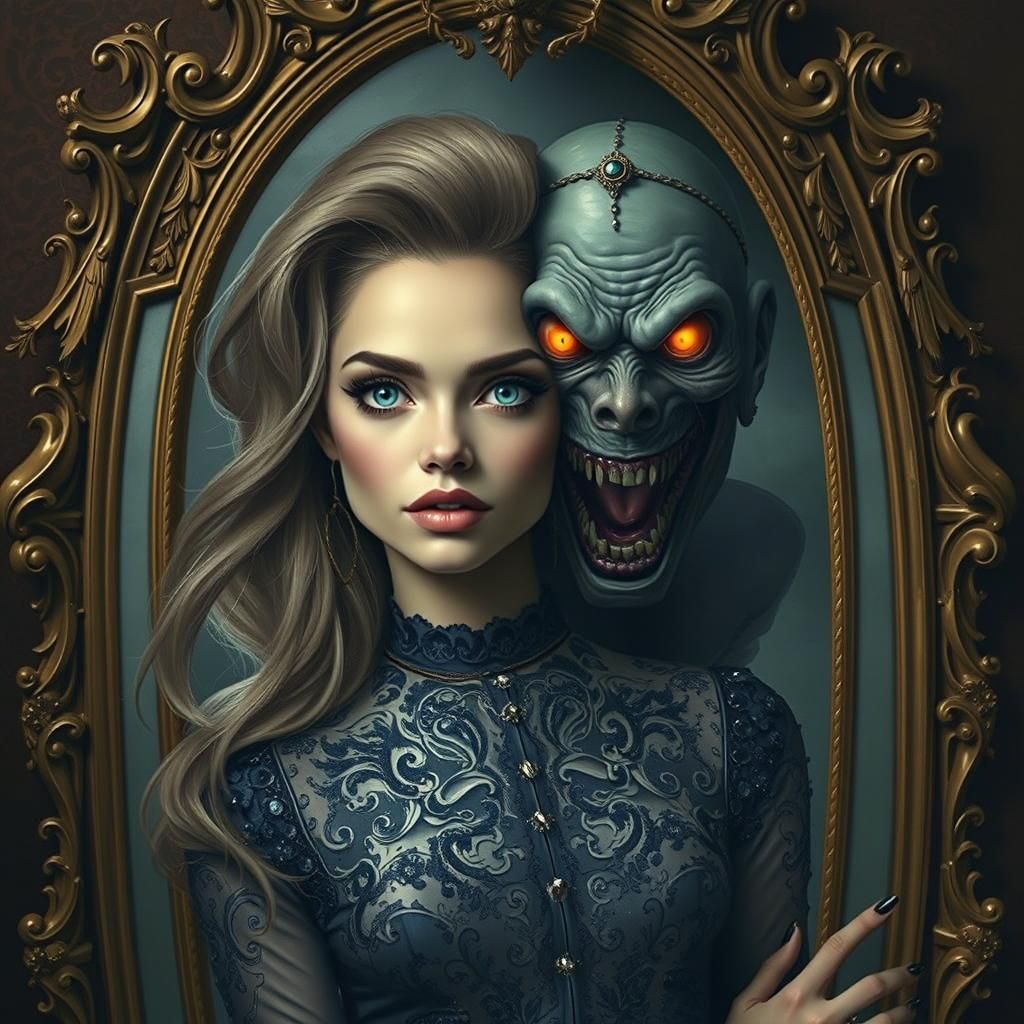 Surreal Mirror: Beauty and Grotesque Reflection
