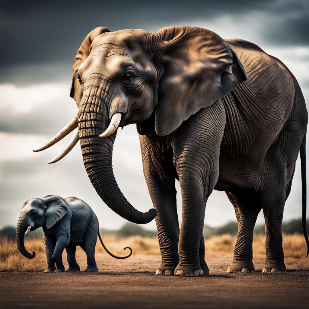 Mouse and Elephant Hybrid Creature in HDR