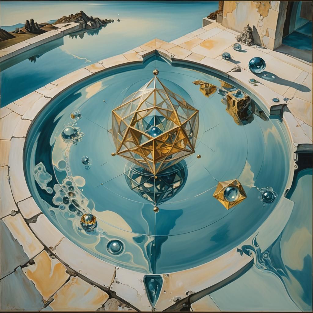 Surreal Sacred Geometry Above Reflecting Pool