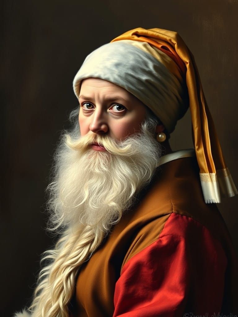 Santa Claus with a Pearl Earring in a 17th Century Dutch Mas...