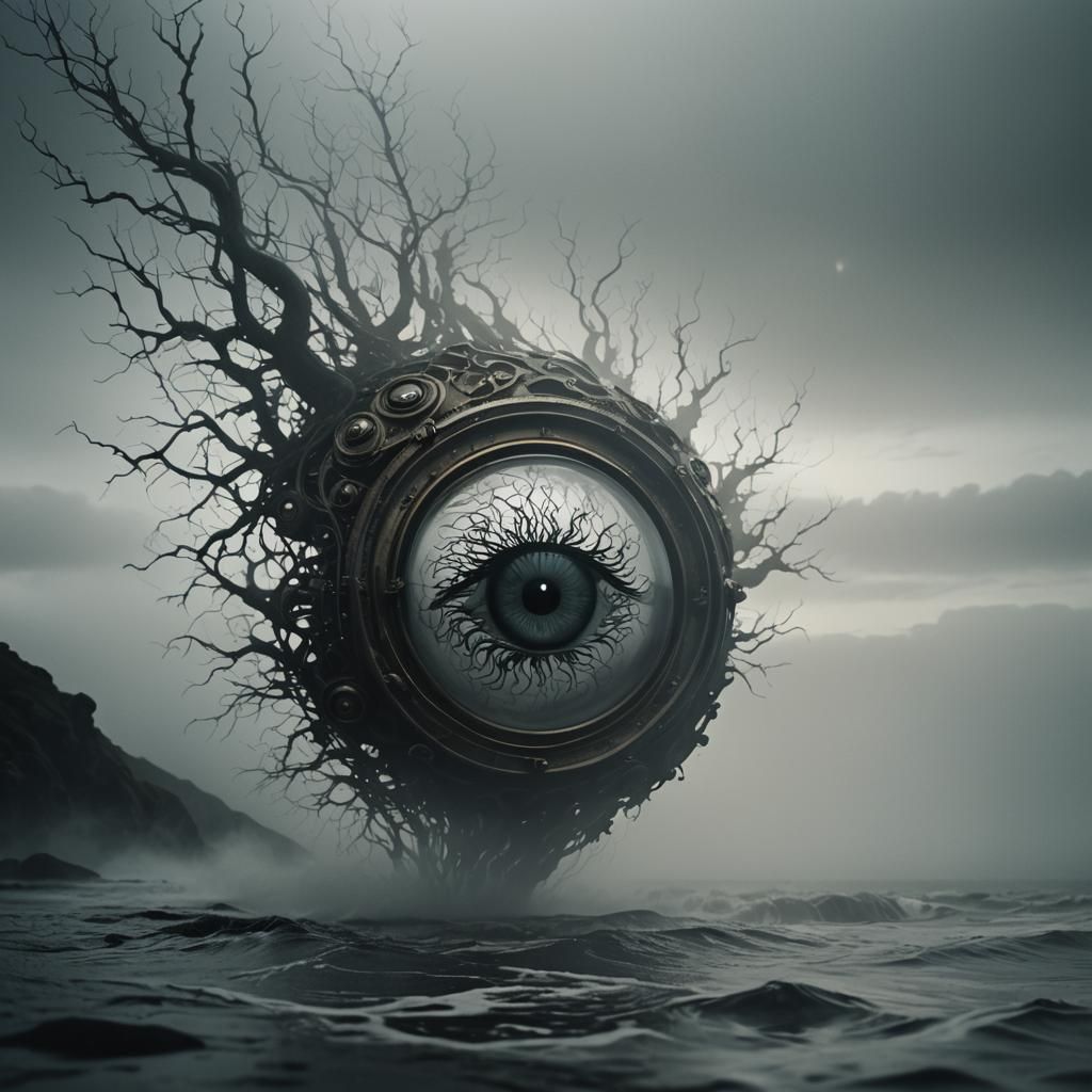 Surreal Biomechanical Glass A in Dark Fantasy 3D Render