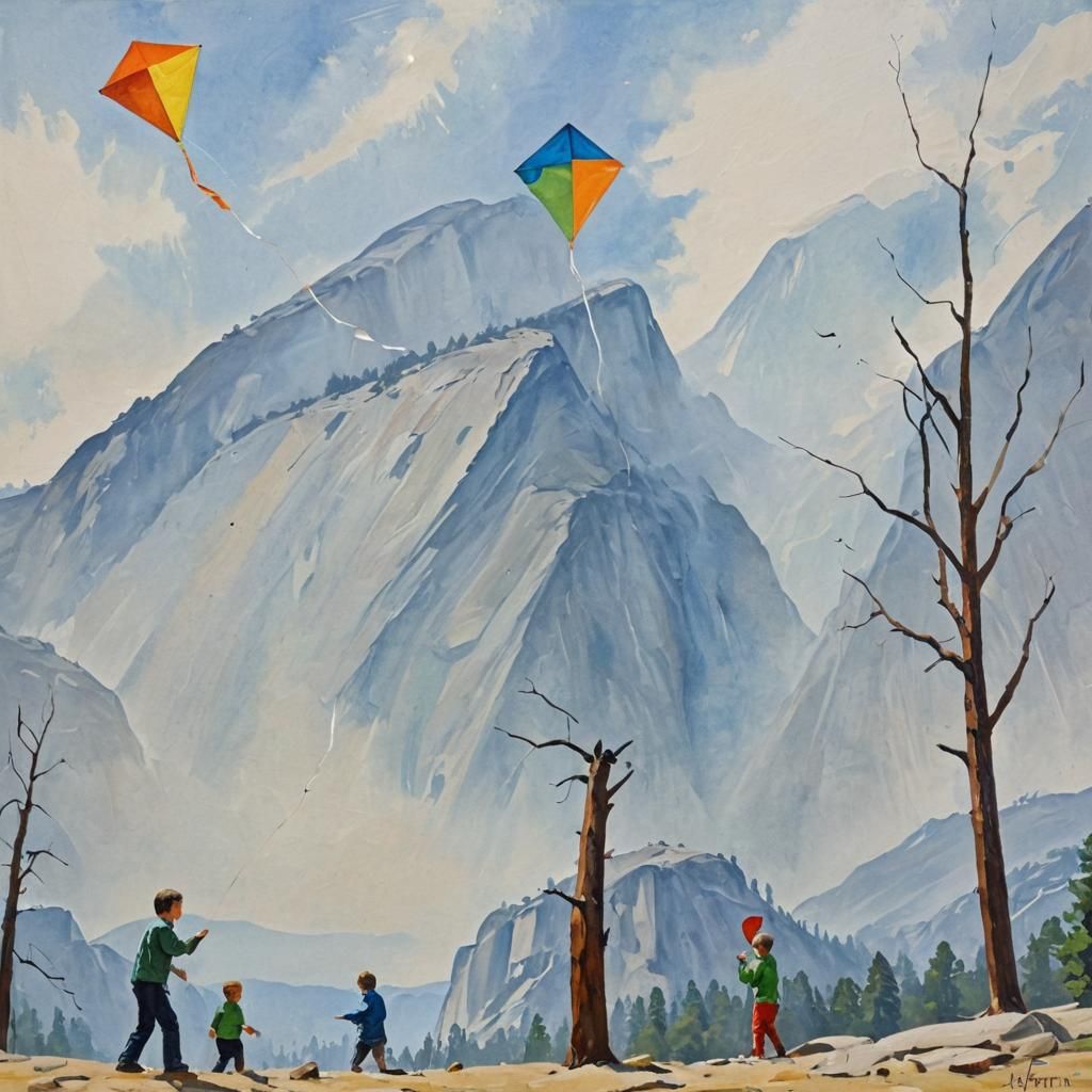 Kite Flying in Yosemite: Abstract Expressionist Painting
