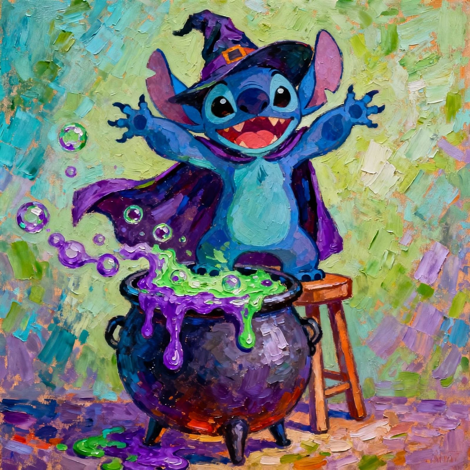 Stitch as a Witch Brewing Magic Potion
