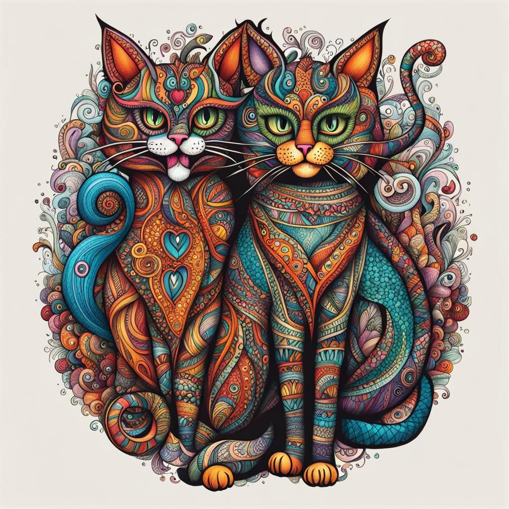 Zentangle sketch cats