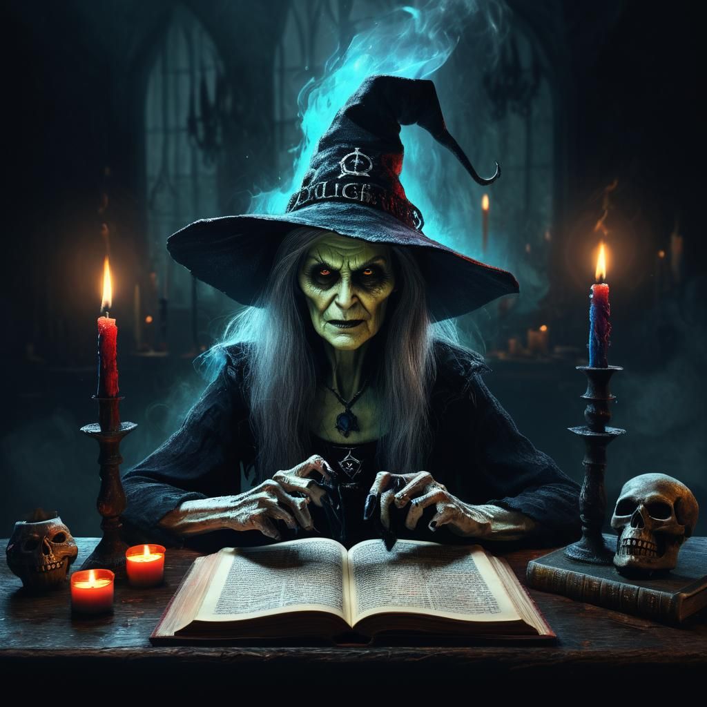 Evil Witch Portrait in Dark Fantasy Style