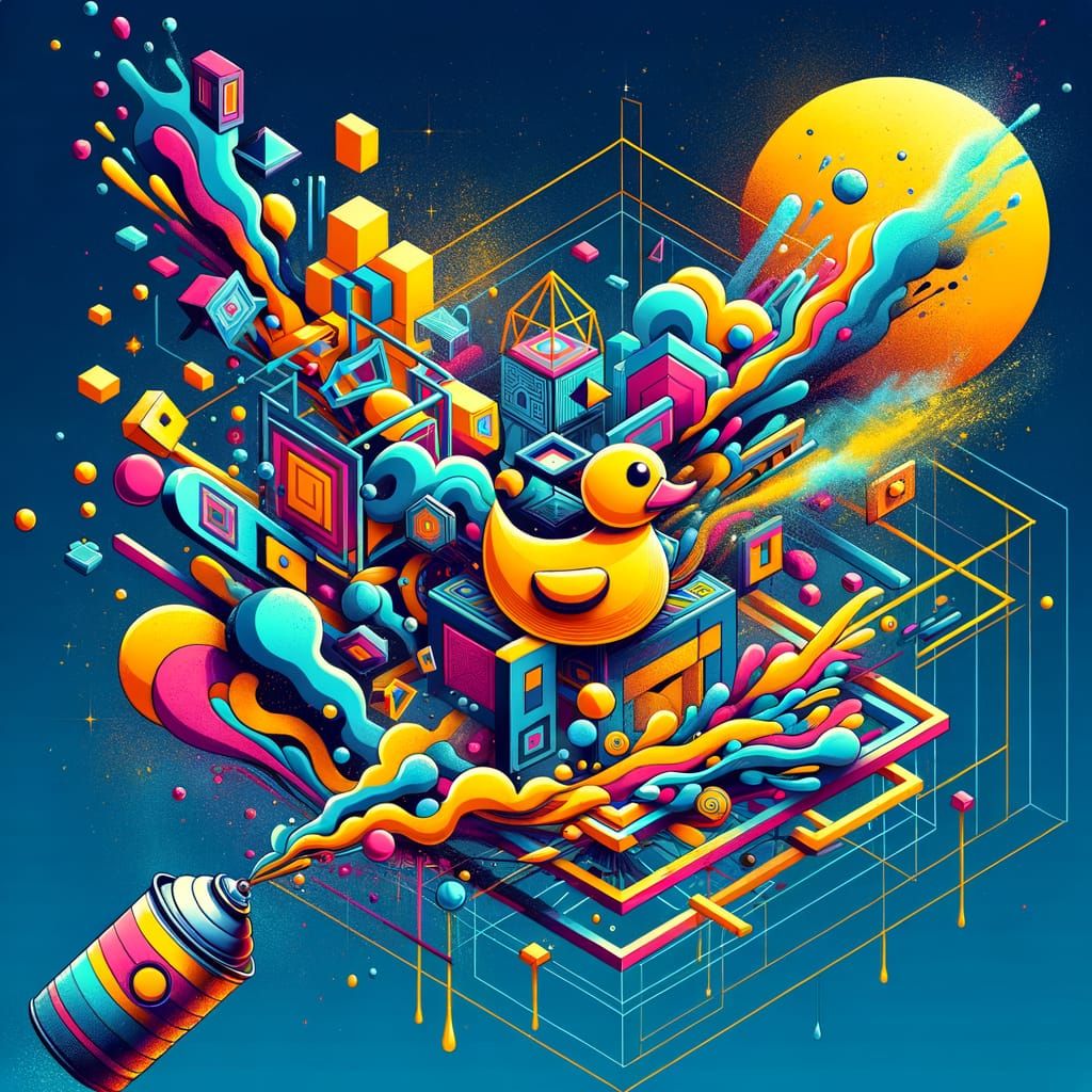 Dazzling Cosmic Graffiti Scene in Triadic Colors