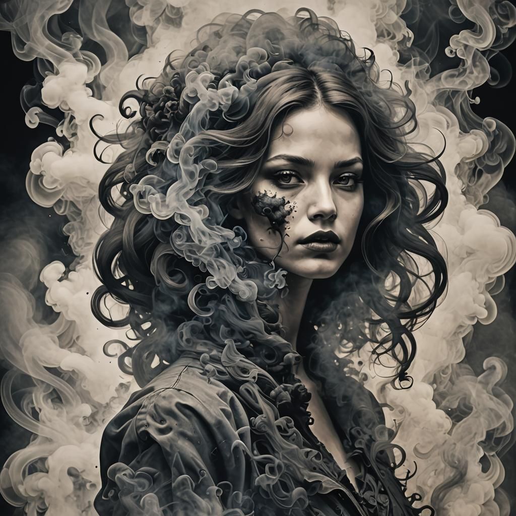 Ethereal Woman Made of Smoke