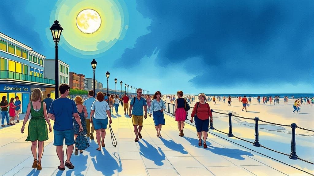 Moonlit Promenade in Comic Book Style