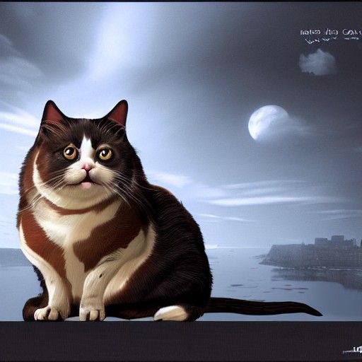 Detailed Matte Painting of a Fat Cat