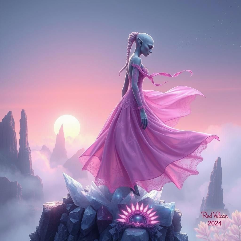 A breathtakingly beautiful alien woman with an ethereal glow...