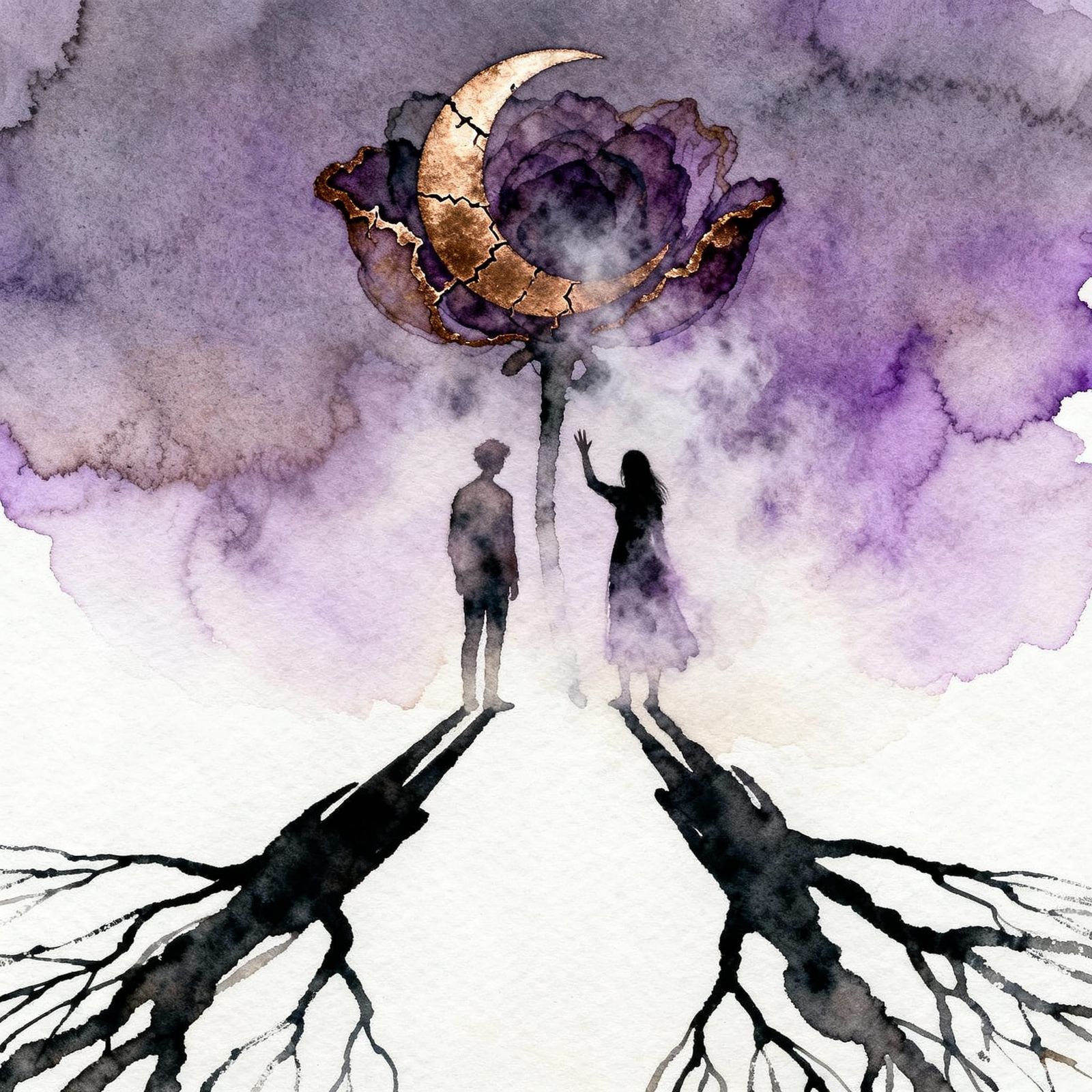 Moon Bloom Art: Two Friends in Obsidian Ink