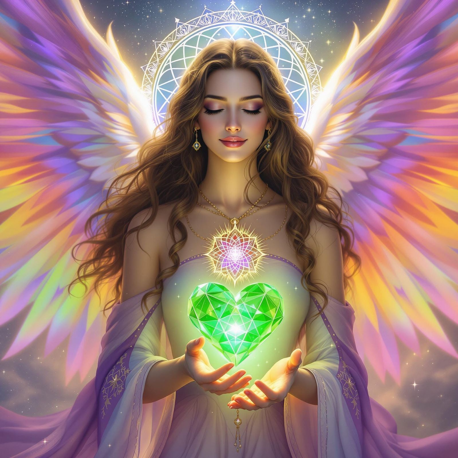 Inanna with Wolfie’s green crystal heart (old version)