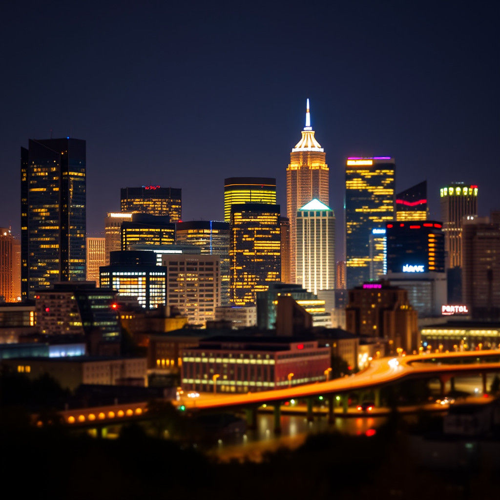 Portland Oregon Night Skyline: Illuminated Cityscape
