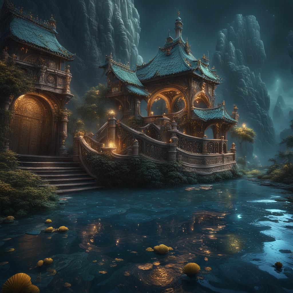 Fantastical Water Figure in Detailed Matte Painting
