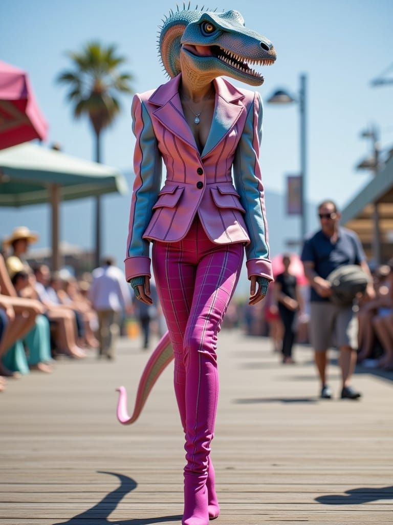 Anthropomorphic Velociraptor in Chanel Suit, Hyperrealistic ...