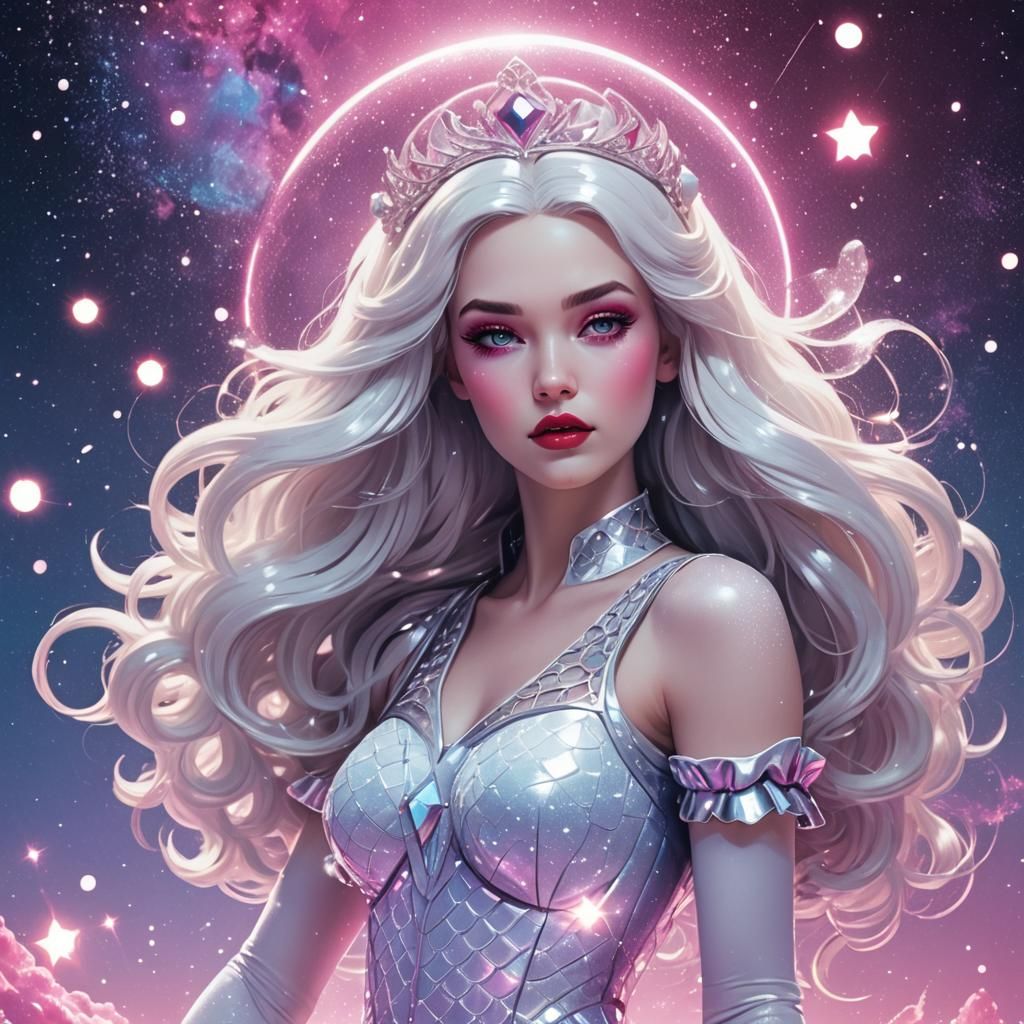 Snow White as Synthwave Space Mermaid