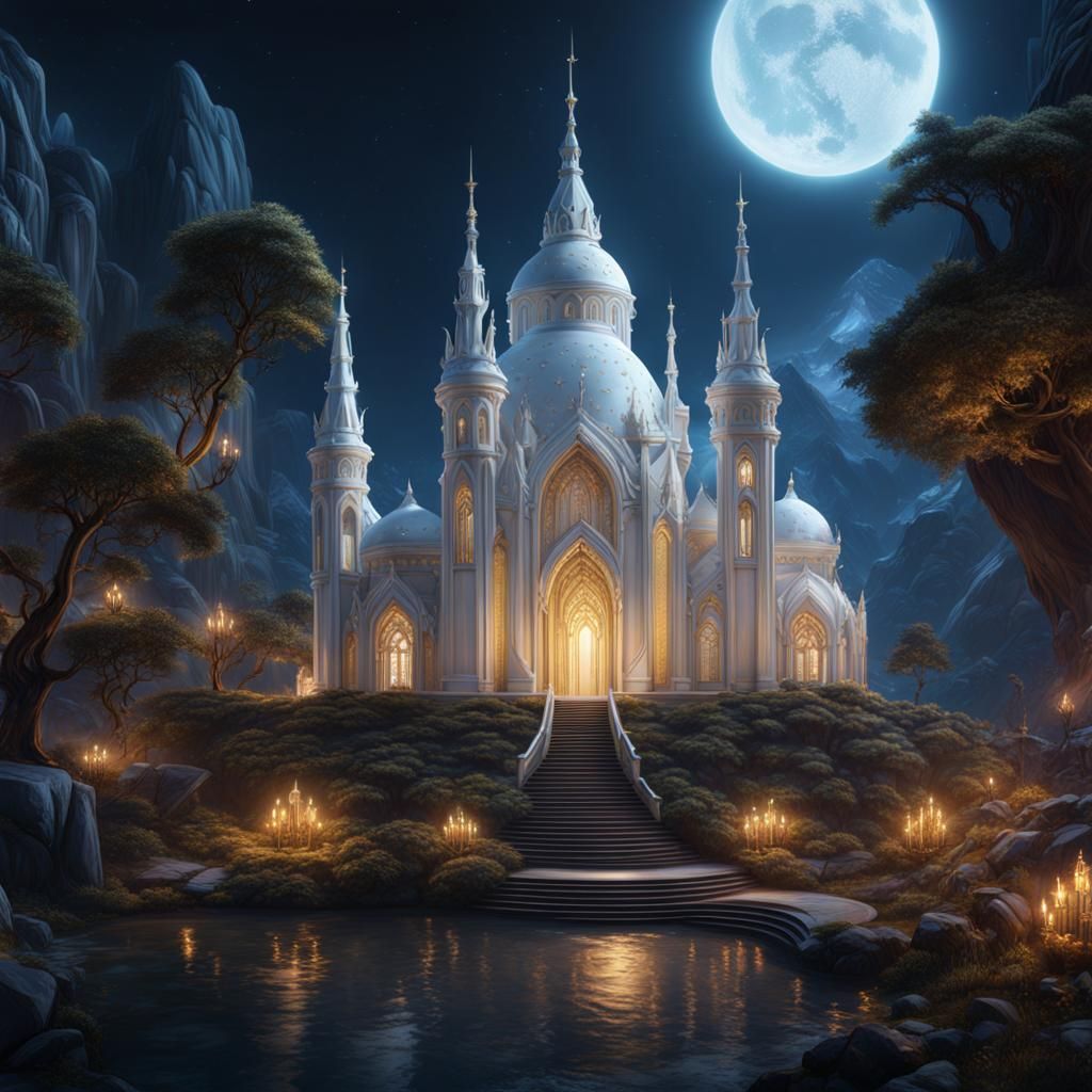 Fantastical Nights in White Satin: Detailed Matte Painting