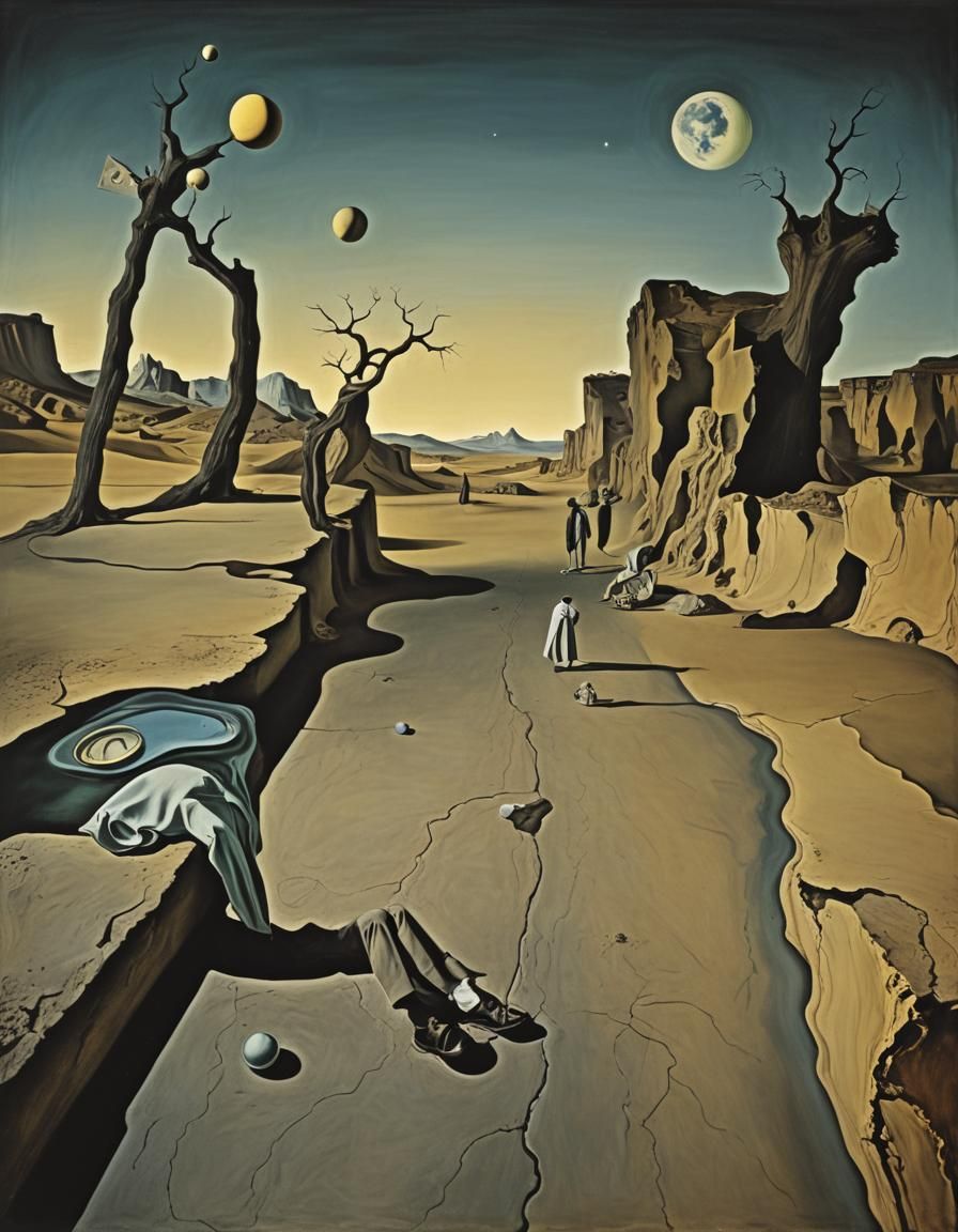 Surreal Melting Clocks Dreamscape in Surrealist Style