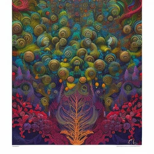Intricate Trees in Fluid Gouache Illustration