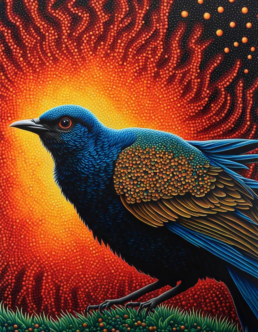 Detailed Micropointillism Bird Painting in 8k