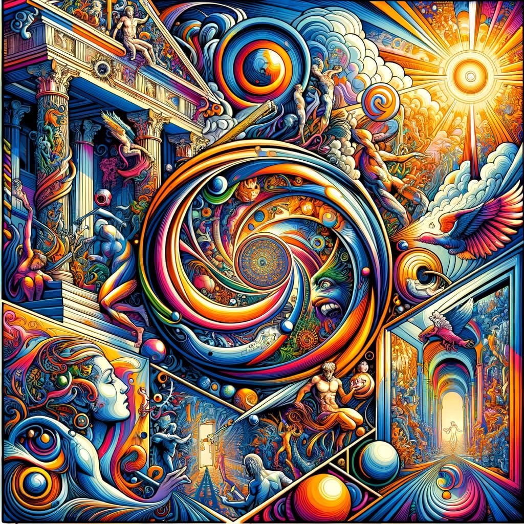 Escher-Inspired Lithographs of the Seven Cardinal Sins