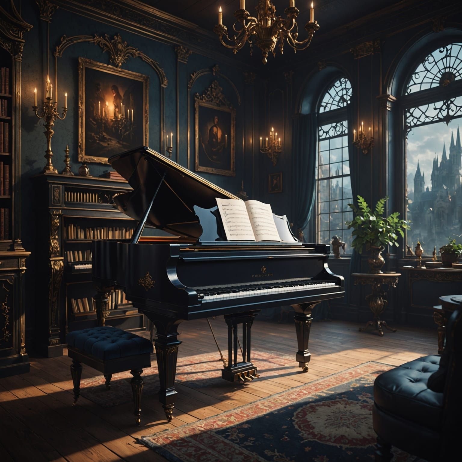 Surreal Piano and Violin Concert in Fantastical Shadows