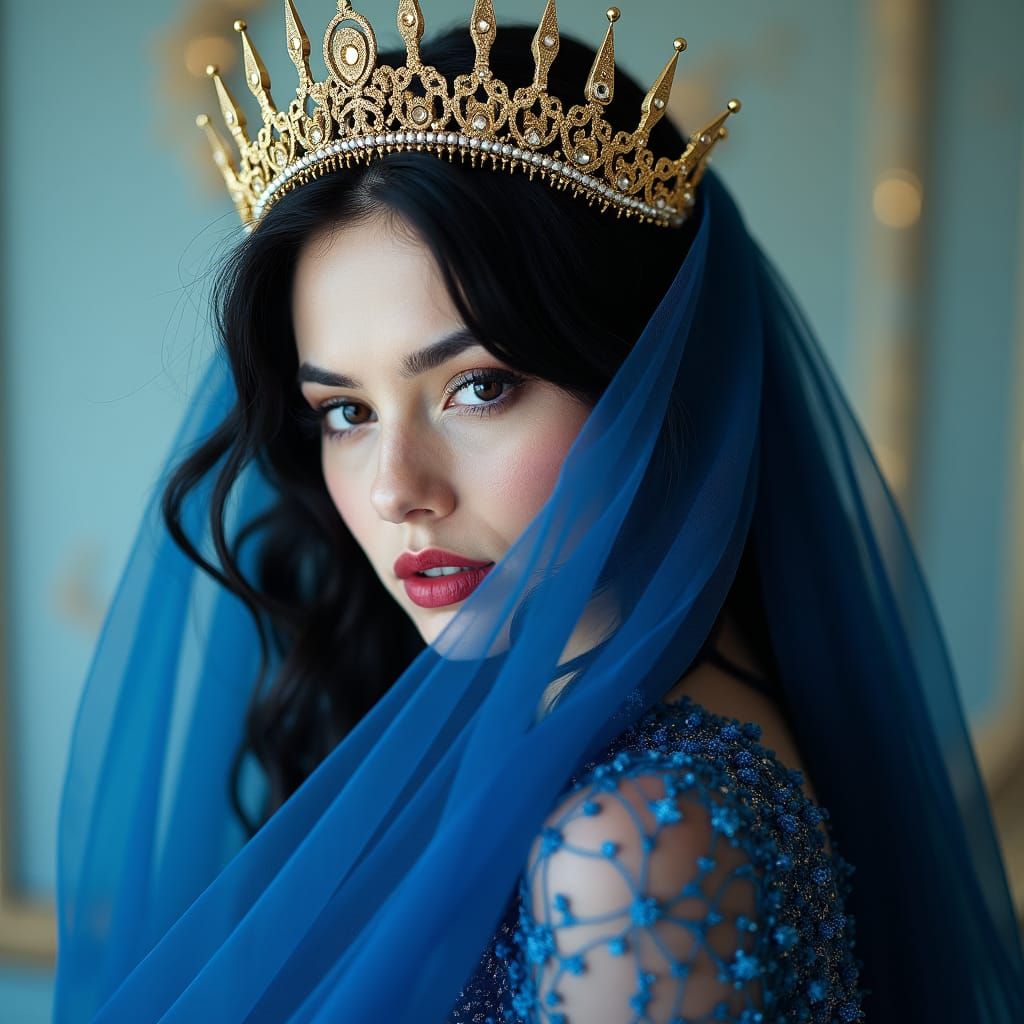 Celestial Woman with Veil and Golden Crown