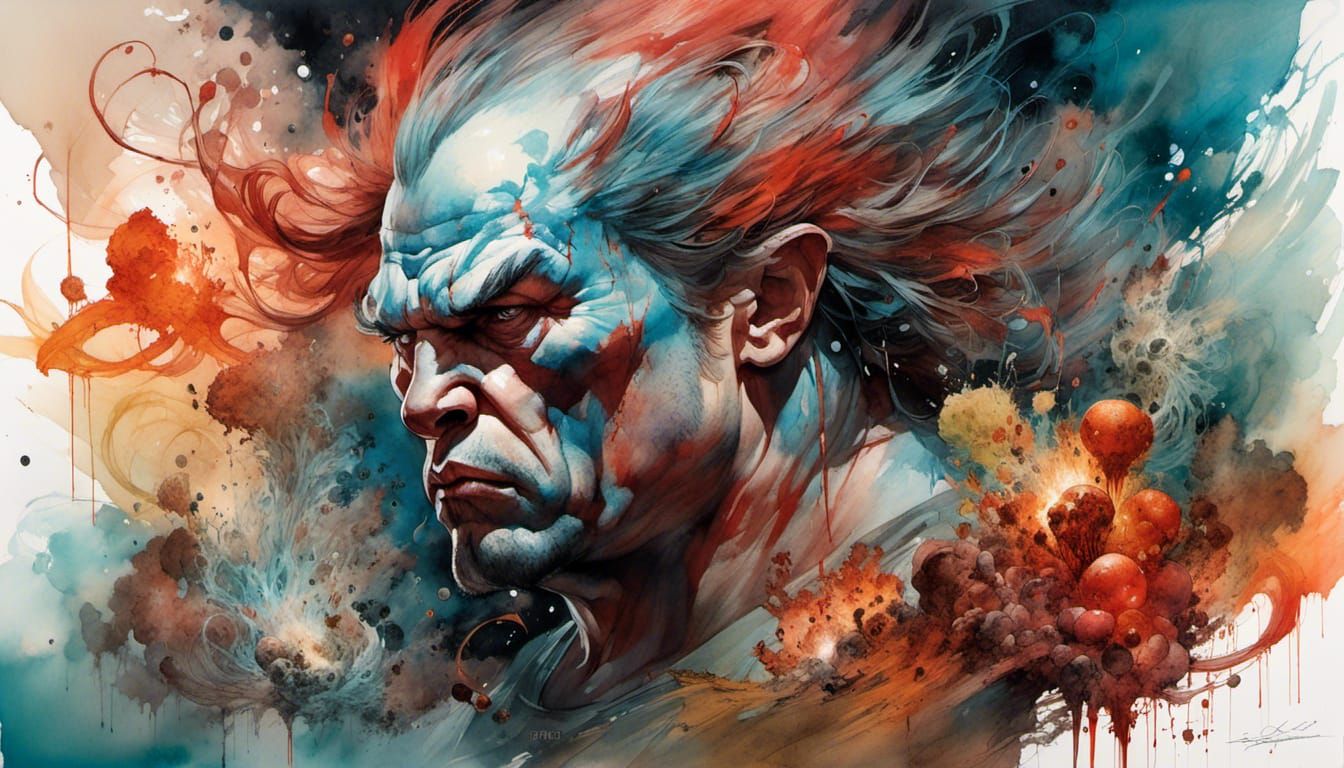 Epic Gluttony Demon Portrait in Art Nouveau Style