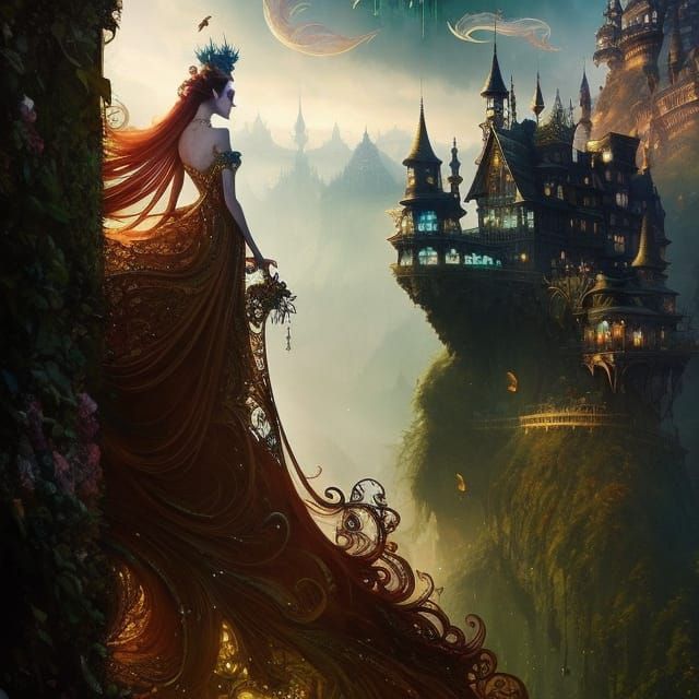 Fairytale Queen in Ornate Storybook Portrait