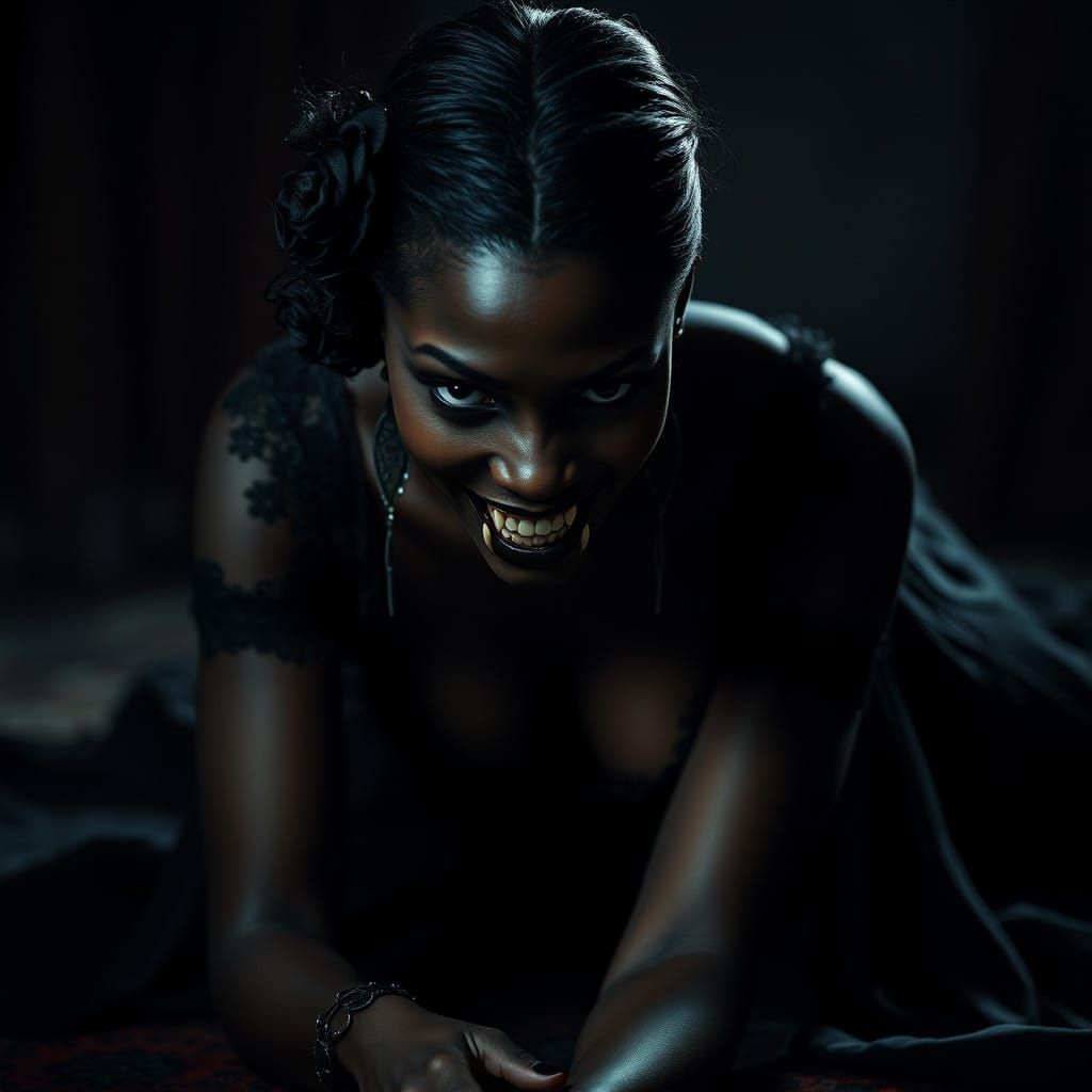 Ethereal Vampire Goddess in Victorian Attire