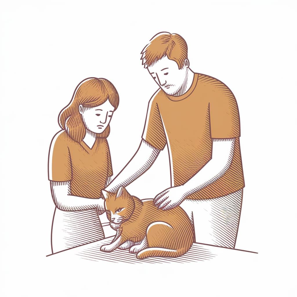 Emotional Family Moment in Simple Pencil Illustration Style